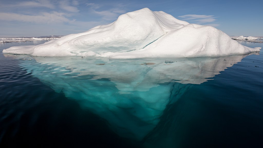 When the sea is calm, the underside of icebergs can easily be observed in the clear polar water. Date30 July 2015, 14:45:46 Source Own work Author AWeith Other versions Iceberg in the Arctic with its underside exposed, brightened underwater.jpg Valued image This image has been assessed under the valued image criteria and is considered the most valued image on Commons within the scope: Icebergs in the Atlantic Ocean with its underside exposed. You can see its nomination here. https://commons.wikimedia.org/wiki/File:Iceberg_in_the_Arctic_with_its_underside_exposed.jpg